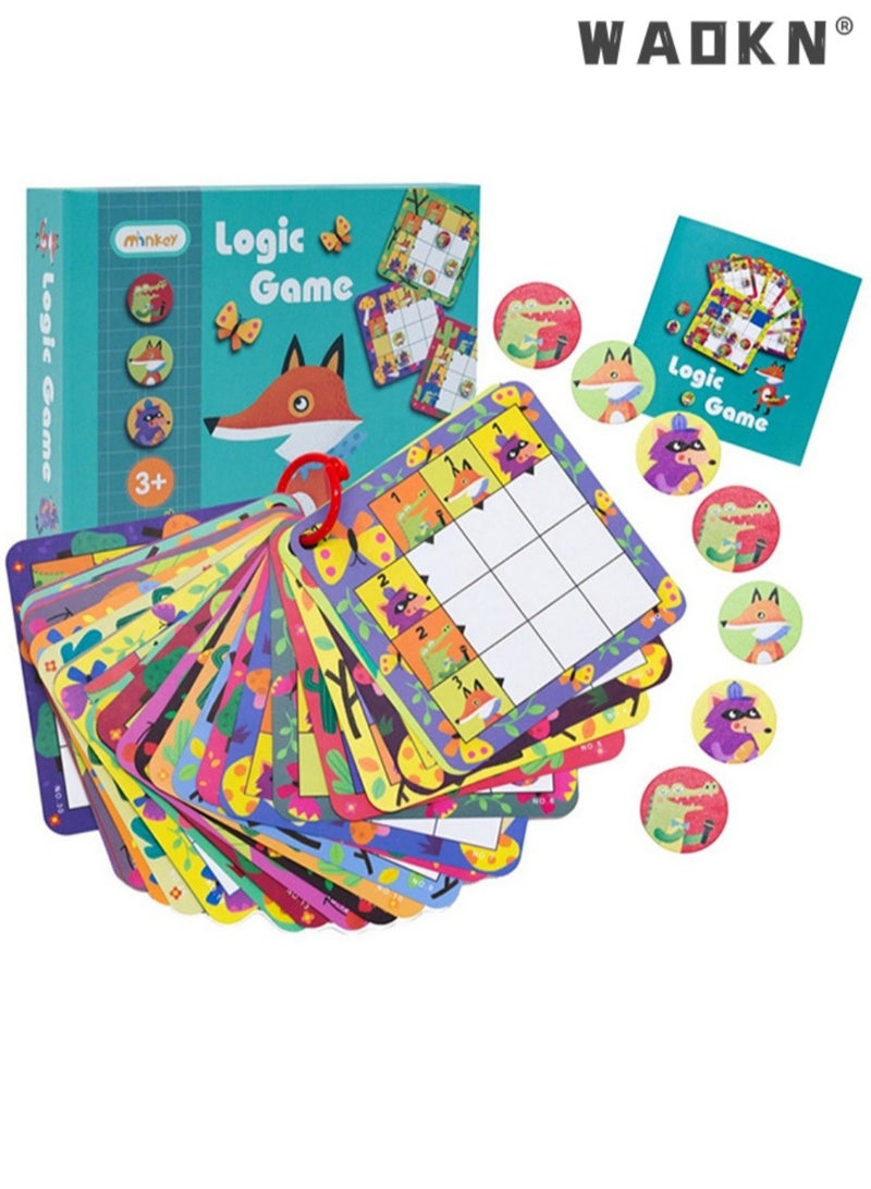دبليو أيه أو كي أن ألعاب تعليمية ملونة المجلس لعبة المنطق الحيواني لعبة ورق اللعب للأطفال لعبة ورق اللعب للأطفال الكرتون لعبة غير سامة بطاقة الذاكرة للأطفال لعبة هدية - Image 2