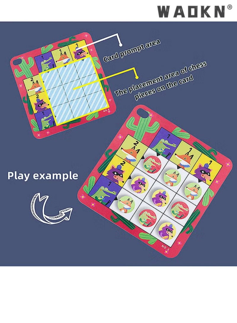 دبليو أيه أو كي أن ألعاب تعليمية ملونة المجلس لعبة المنطق الحيواني لعبة ورق اللعب للأطفال لعبة ورق اللعب للأطفال الكرتون لعبة غير سامة بطاقة الذاكرة للأطفال لعبة هدية - Image 4