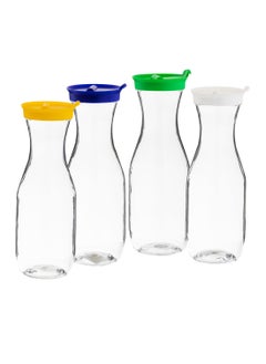 Dania Pure Plastic Water Bottle With Colorful Cap, 4 Pieces  - Image 1