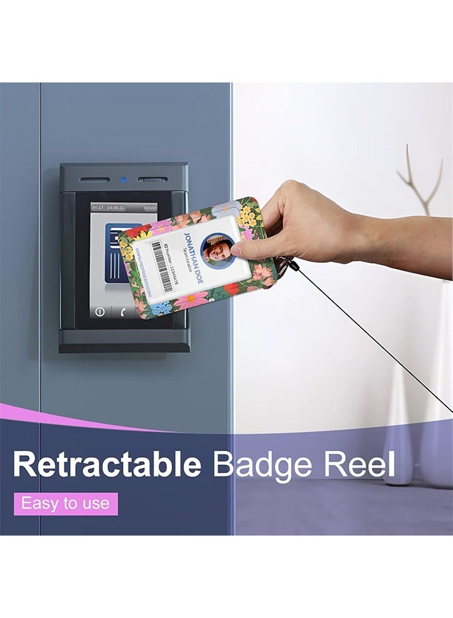 ID Badge Holder with Retractable Reel Clip, Cute Black Cat Flowers Floral Card Name Tag Lanyard Vertical ID Protector Bage for Nurse Nursing Doctor Teacher Student - Image 4