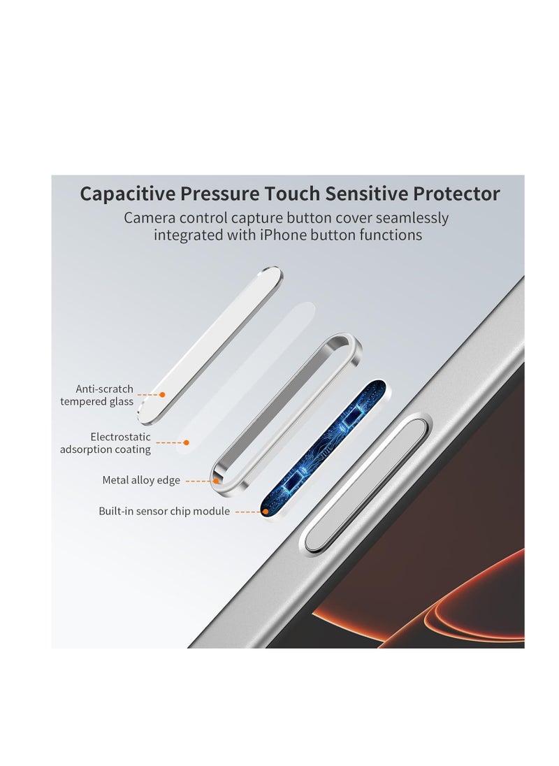 Camera Control Button Protector for iPhone 16 | 16 Pro Max | 16 Pro | 16 Pro | 16 Plus Camera Control Button Cover, Camera Control Button Cover Accessories, Supports Zoom Control, Slide, Prevents Damage Silver