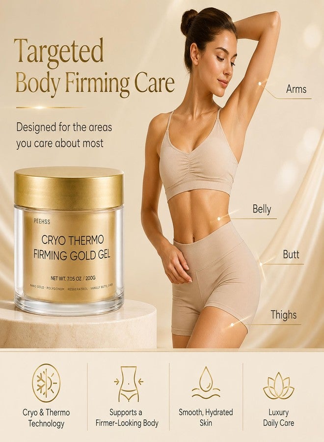 Peehss Cooling and Warming Firming Gold Gel - Skin Tightening Cellulite Cream for Body, Nano Gold & Hyaluronic Acid, Skin Tightening & Firming Gel for Belly Thigh Butt Arms, Smoothing & Moisturizing, 200g - Image 4