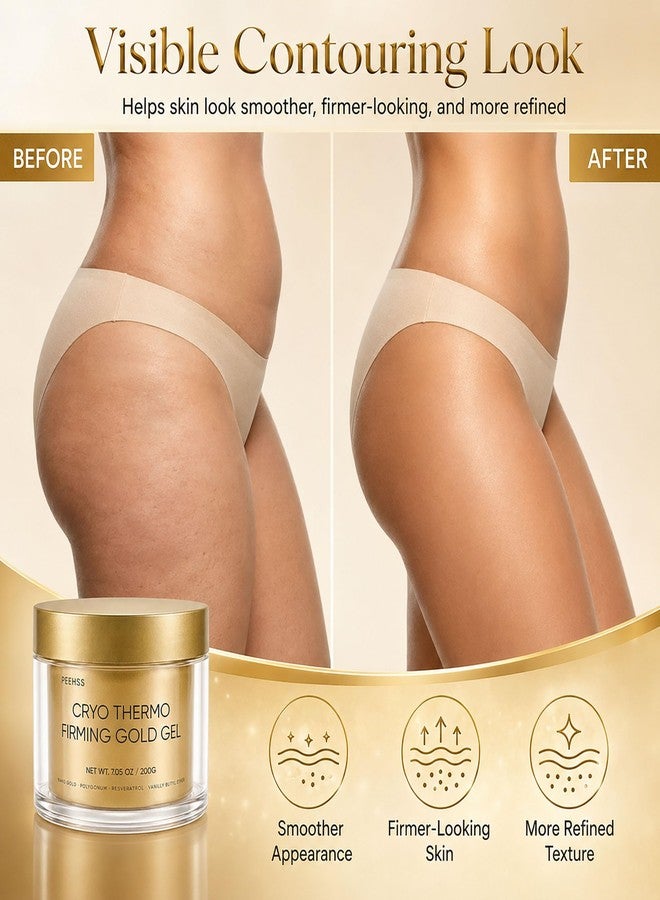 Peehss Cooling and Warming Firming Gold Gel - Skin Tightening Cellulite Cream for Body, Nano Gold & Hyaluronic Acid, Skin Tightening & Firming Gel for Belly Thigh Butt Arms, Smoothing & Moisturizing, 200g - Image 3