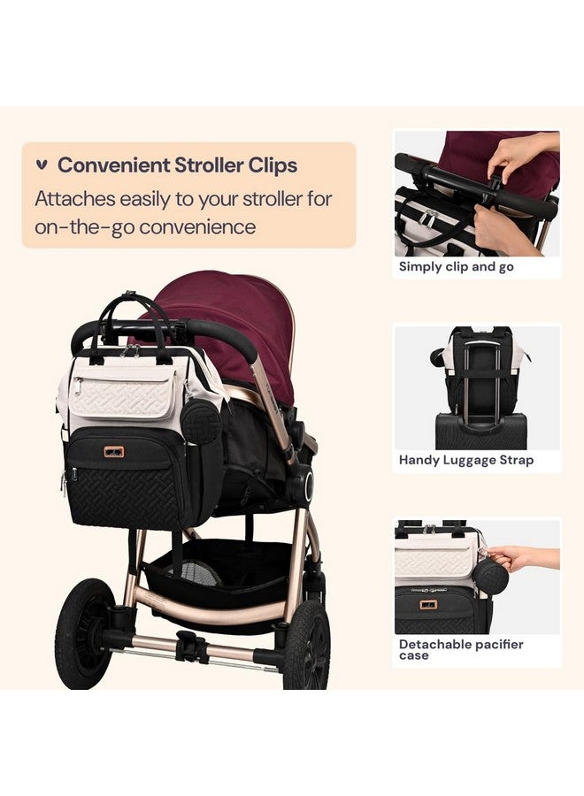 BabbleRoo Diaper Bag Backpack, Multifunction Nappy Changing Bag with Changing Pad, Stroller Straps & Pacifier Case, Unisex Stylish Travel Back Pack for Moms & Dads - Apricot & Black - Image 4