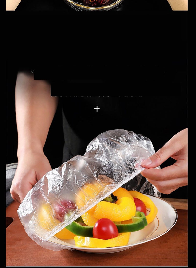 200pcs Disposable Plastic Wrap Easy-to-use Bowl Covers Fresh-keeping Bags Elastic Design Food Storage Cover - Image 2