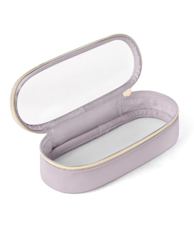 Soimeat Clear Travel Makeup Brush Holder Leather Makeup Brush Toiletry Bag Portable Cosmetic Brush Case Transparent Waterproof Makeup Brush Storage Bag Purple - Image 1