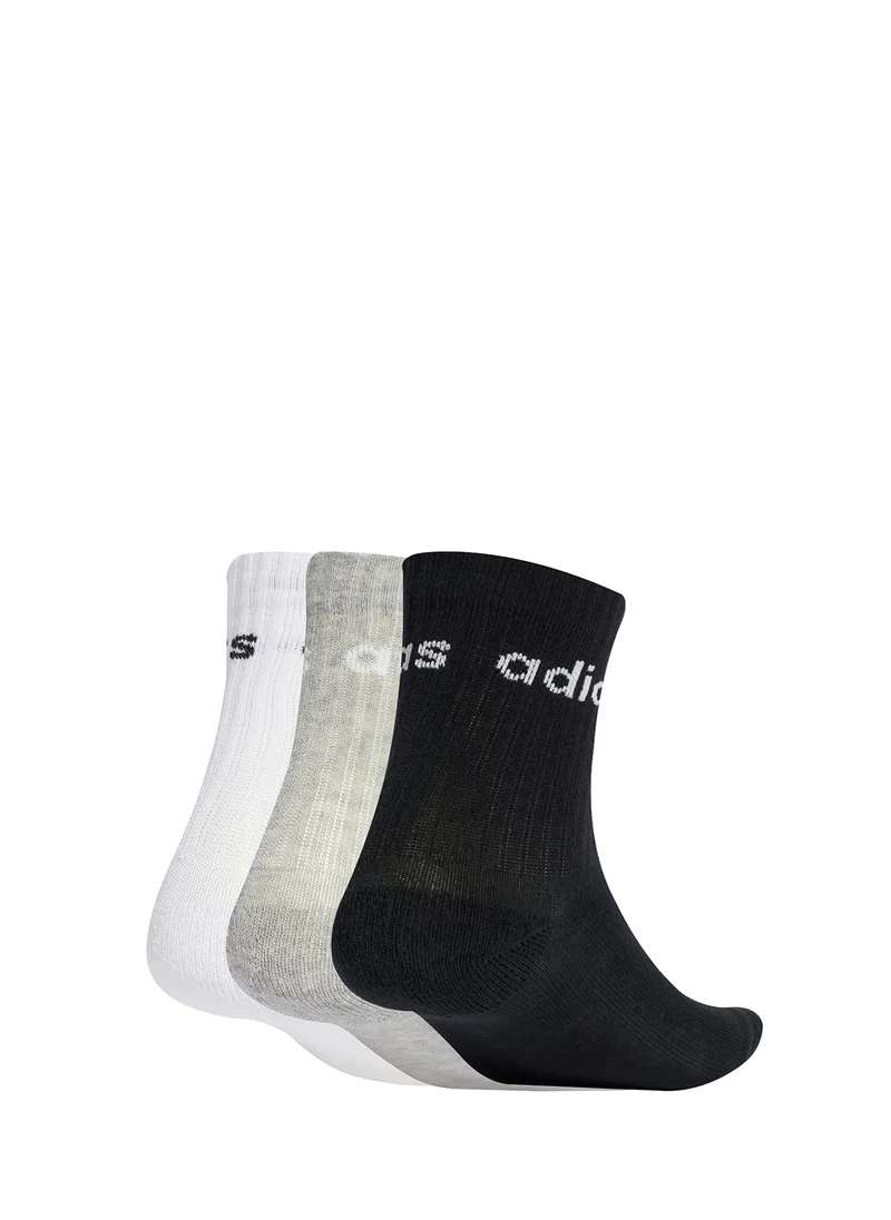 Adidas Kids 3 Pack Linear Crew Socks