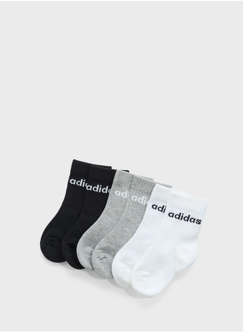 اديداس Kids 3 Pack Linear Crew Socks