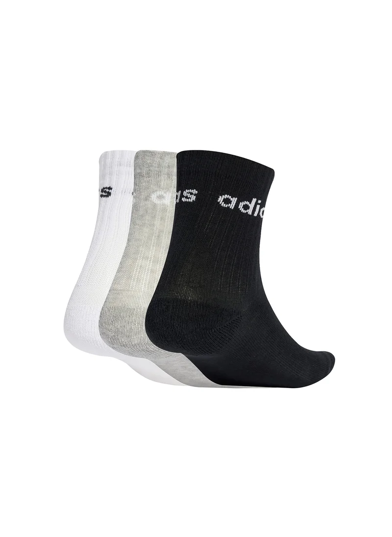 Adidas Kids 3 Pack Linear Crew Socks