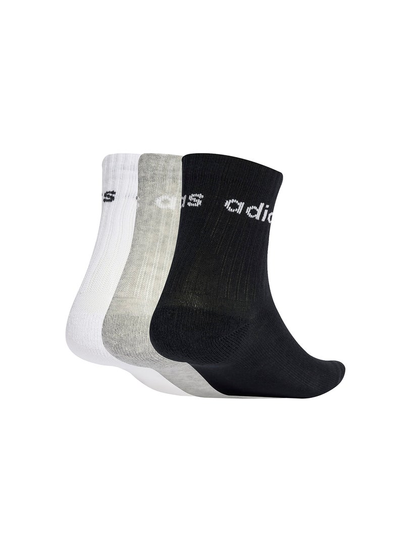 Adidas Kids 3 Pack Linear Crew Socks  - Image 2