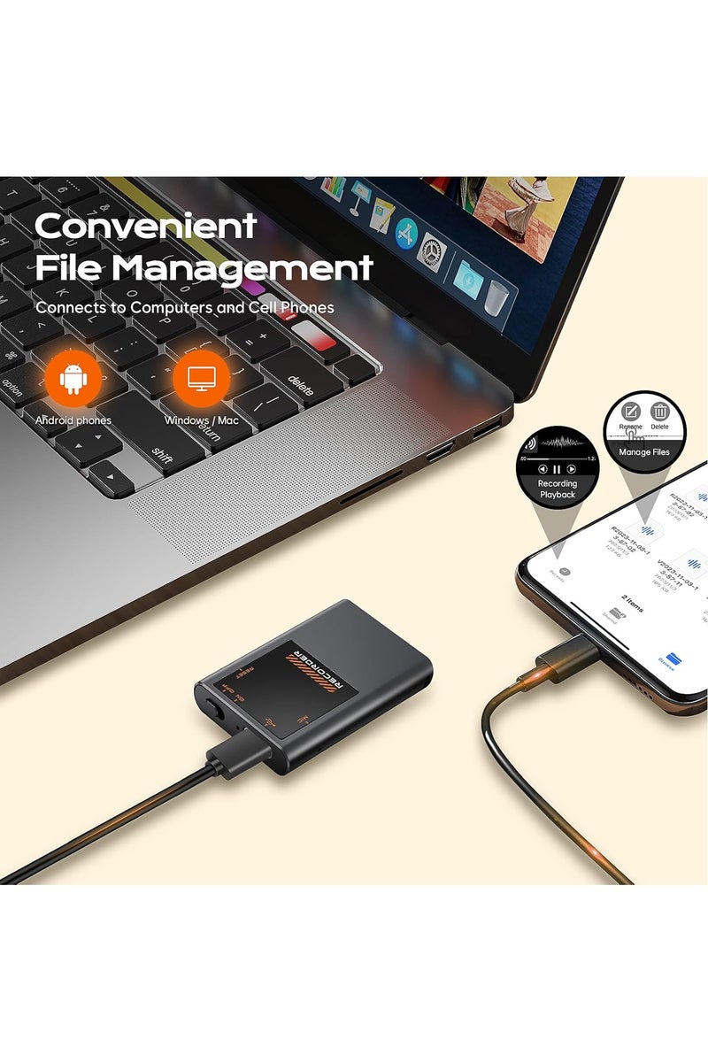 ZESTECH 64G Magnetic Voice Activated Recorder with AI Noise Reduction, Tap Recording Device MP3 Records with 40 Hours Battery Time, USB-C Portable Audio Recorder with Playback for Lectures/Meetings/Interviews - Image 5