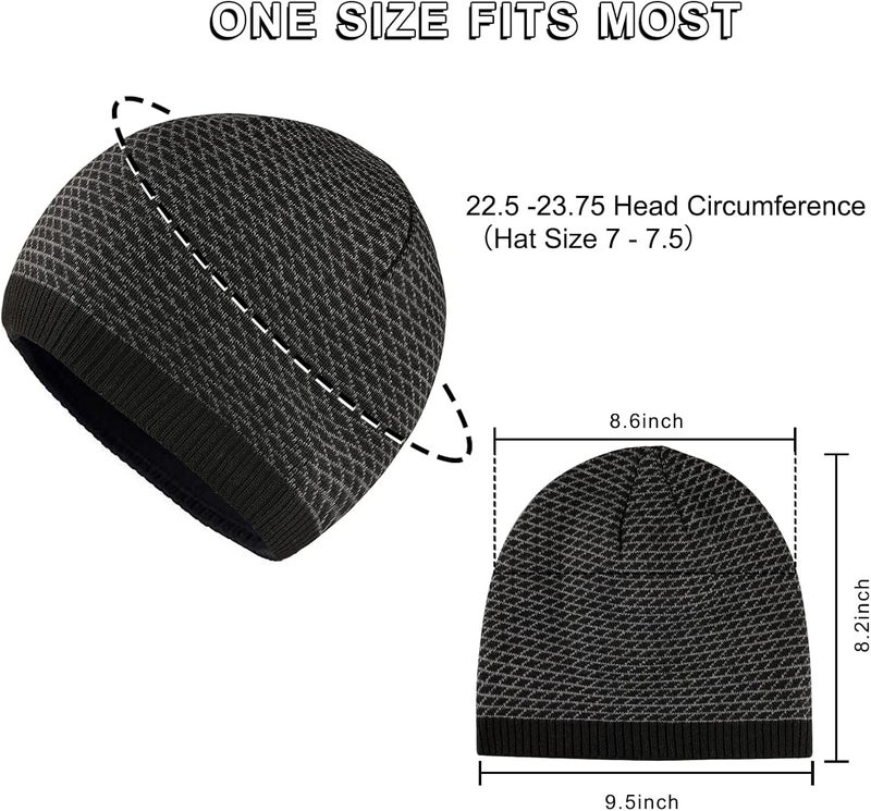 OMECHY Mens Winter Warm Knitting Hats Plain Skull Beanie Cuff Toboggan Knit Cap - Image 3
