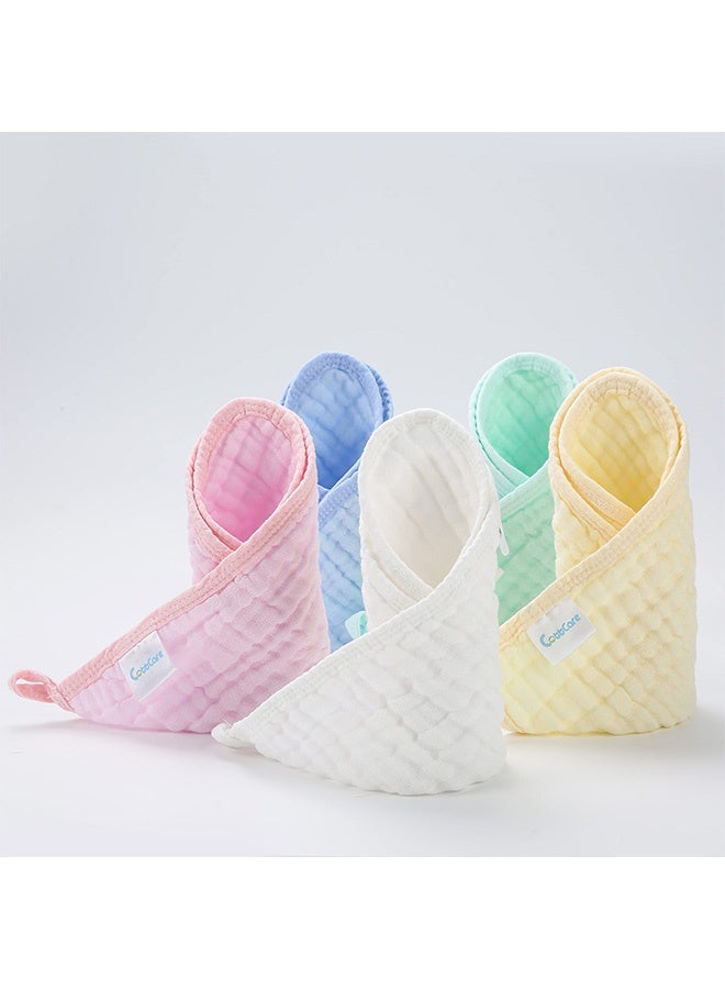 Peachjoy 5 عبوات من مناشف الأطفال القطنية المصنوعة من موسلين، مناشف ناعمة وامتصاصية للتجشؤ للمواليد الجدد، مناسبة للبشرة الحساسة، 10x10 بوصة، مثالية، أكثر كثافة وسماكة، مناديل قطنية طبيعية، متعددة الاستخدامات - Image 4