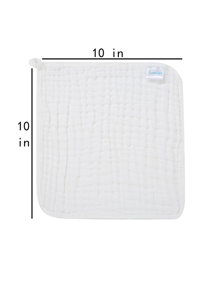 Peachjoy 5 عبوات من مناشف الأطفال القطنية المصنوعة من موسلين، مناشف ناعمة وامتصاصية للتجشؤ للمواليد الجدد، مناسبة للبشرة الحساسة، 10x10 بوصة، مثالية، أكثر كثافة وسماكة، مناديل قطنية طبيعية، متعددة الاستخدامات - Image 2