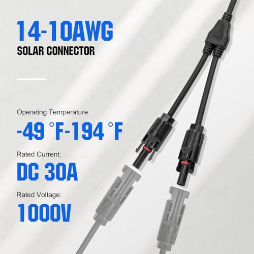 ECO-WORTHY Solar Connectors Y Branch Parallel PV Adapter Cable Wire Plug Tool Kit for Solar Panel(M/FF+F/MM) - Image 4