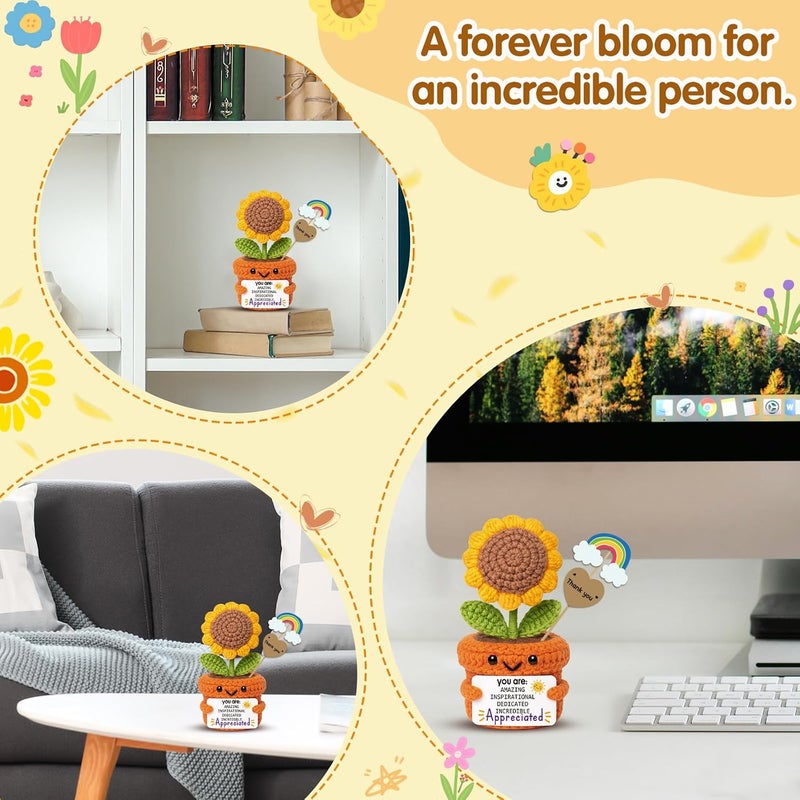 Frabaca Christmas Stocking Stuffer Crochet Sunflower Affirmation Doll – You are Amazing Inspirational Appreciated – Thank You Gift for Teacher, Mentor, Coworker, Decor for Retirement, Farewell, Thanksgiving - Image 5
