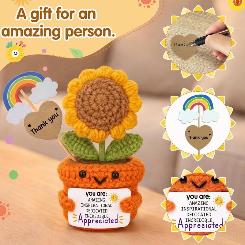 Frabaca Christmas Stocking Stuffer Crochet Sunflower Affirmation Doll – You are Amazing Inspirational Appreciated – Thank You Gift for Teacher, Mentor, Coworker, Decor for Retirement, Farewell, Thanksgiving - Image 2