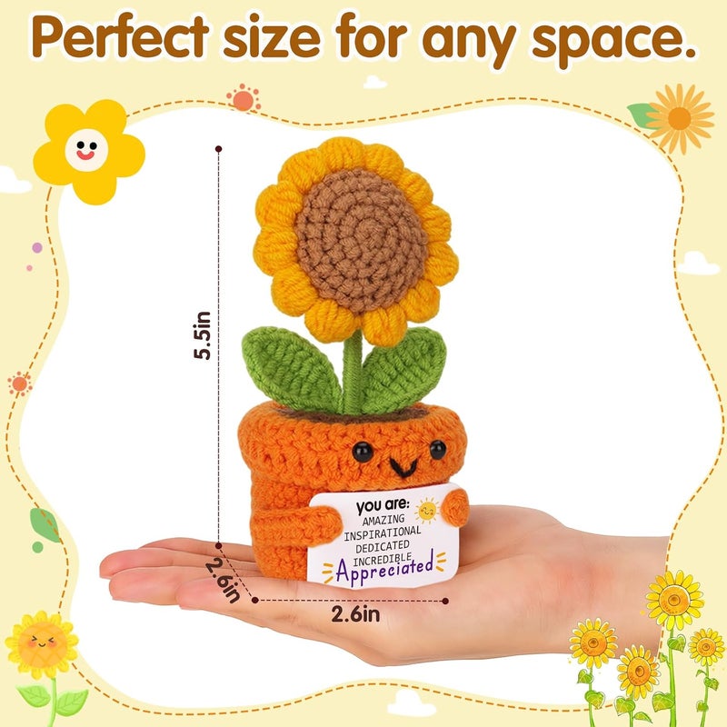 Frabaca Christmas Stocking Stuffer Crochet Sunflower Affirmation Doll – You are Amazing Inspirational Appreciated – Thank You Gift for Teacher, Mentor, Coworker, Decor for Retirement, Farewell, Thanksgiving - Image 4