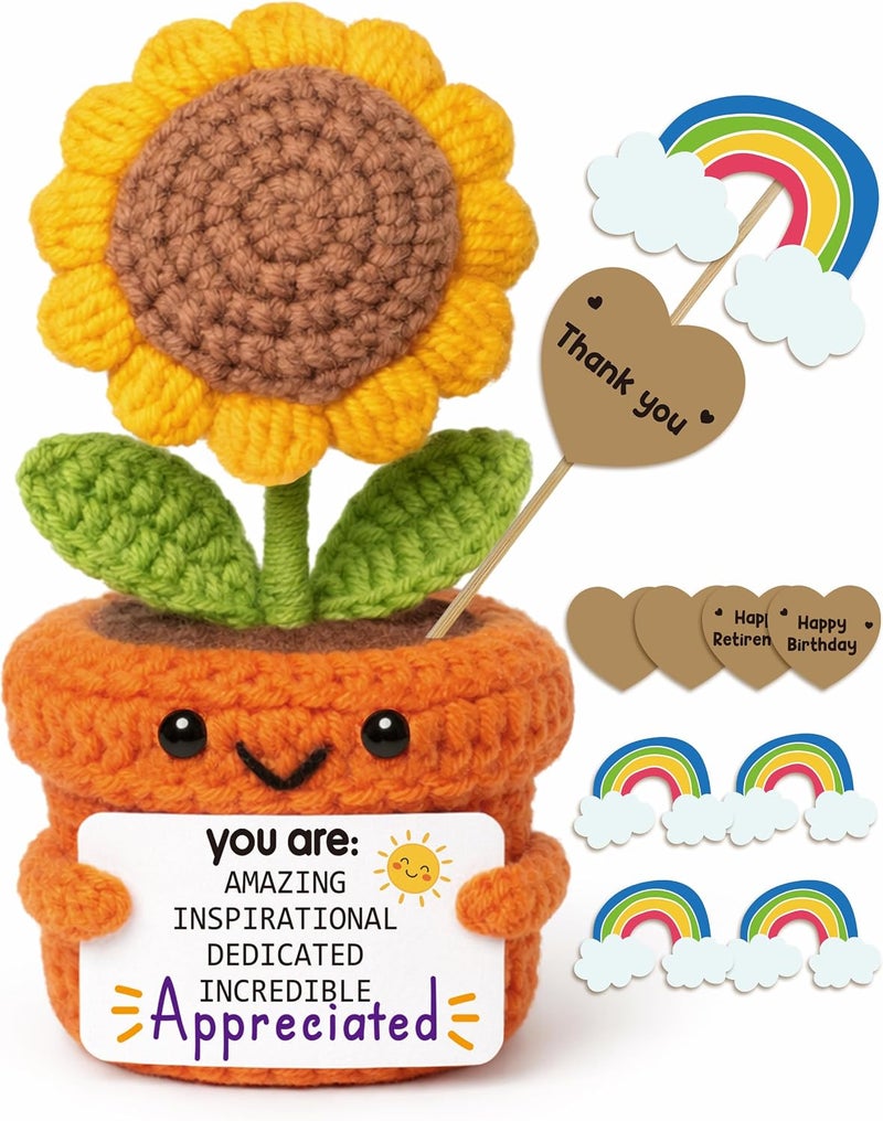 Frabaca Christmas Stocking Stuffer Crochet Sunflower Affirmation Doll – You are Amazing Inspirational Appreciated – Thank You Gift for Teacher, Mentor, Coworker, Decor for Retirement, Farewell, Thanksgiving - Image 1