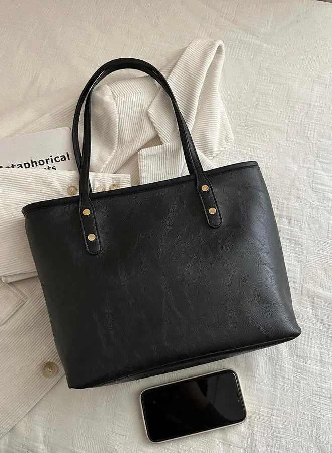 Take Two Black Tote Bag with Charm