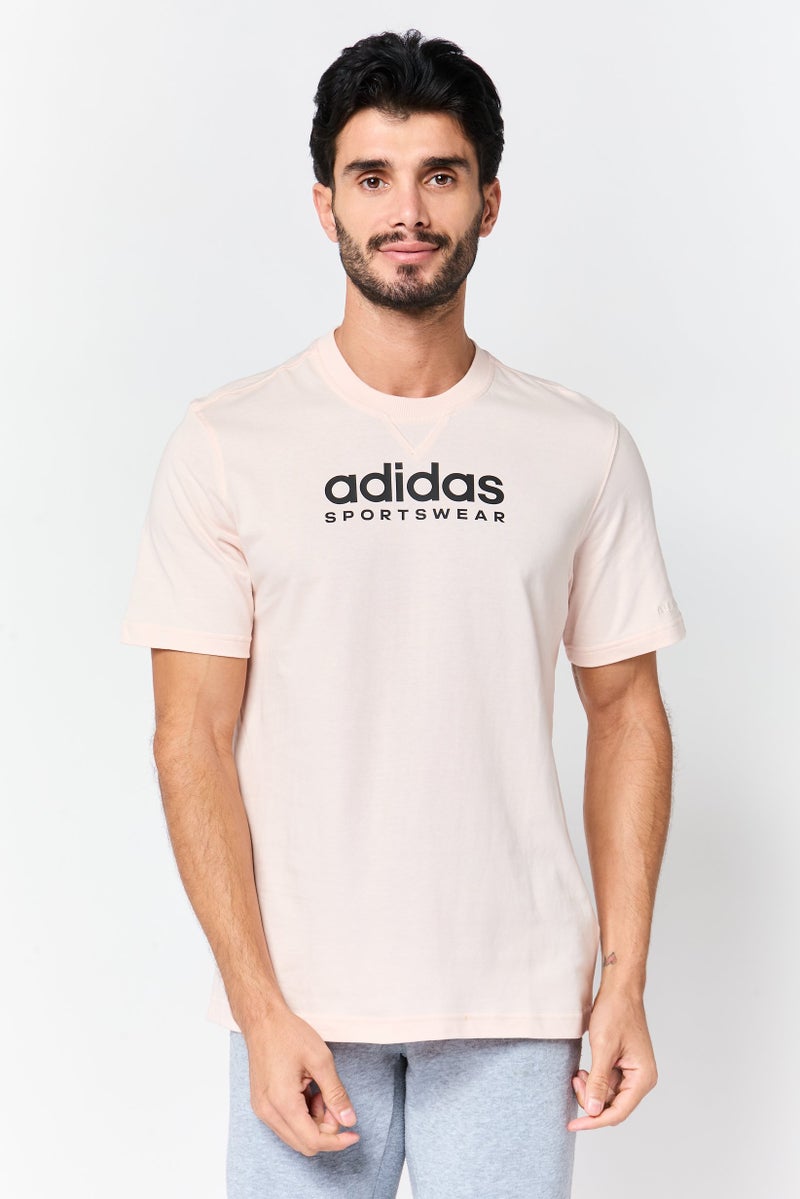 Adidas Men Sportswear Fit Short Sleeve Outdoor T-shirt, Pink - Image 1