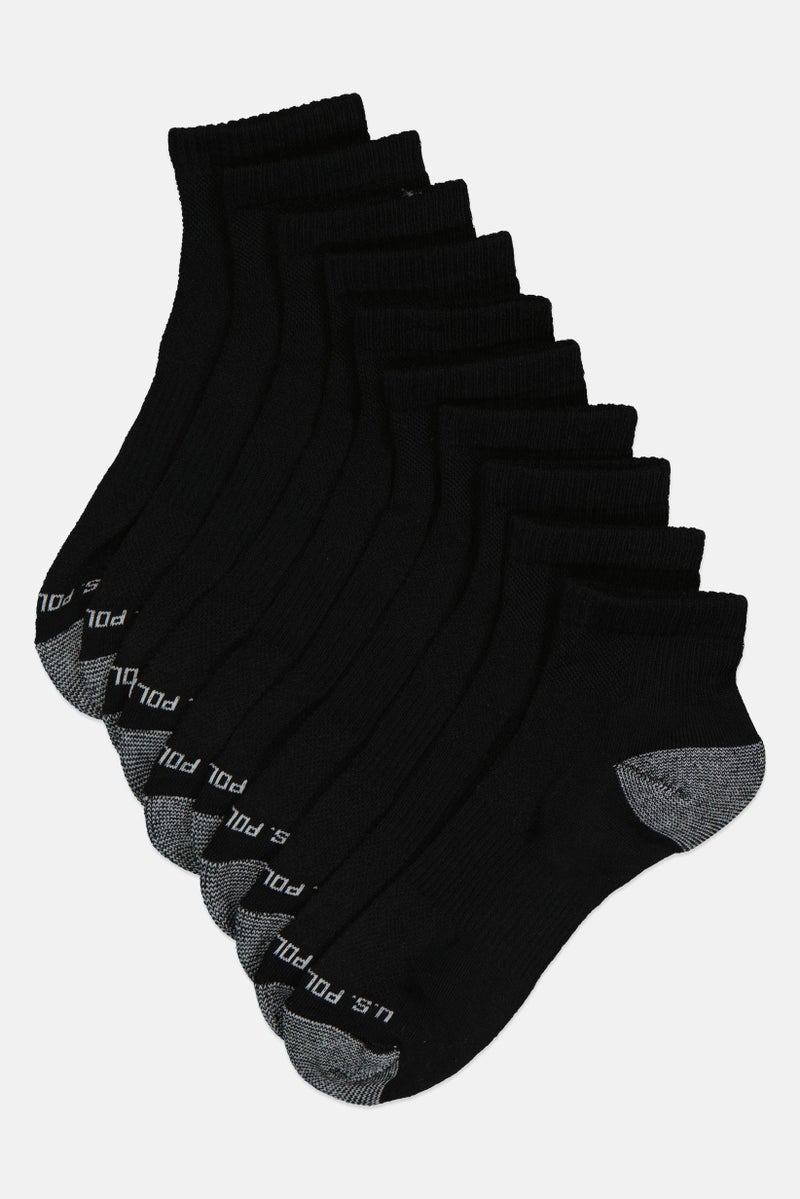 U.S. Polo Assn. Men 10 Pairs Brand Logo Ankle Socks, Multicolor - Image 1