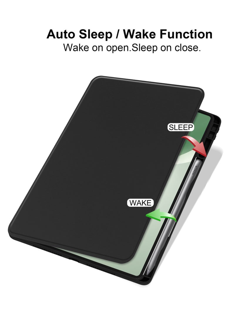 Clear Back Case Compatible with Honor MagicPad 2 12.3 inch (2024), 360 Degree Swivel Stand Flip Smart Cover Auto Sleep/Wake Case For Honor Magic Pad 2 Tablet (Black) - Image 3