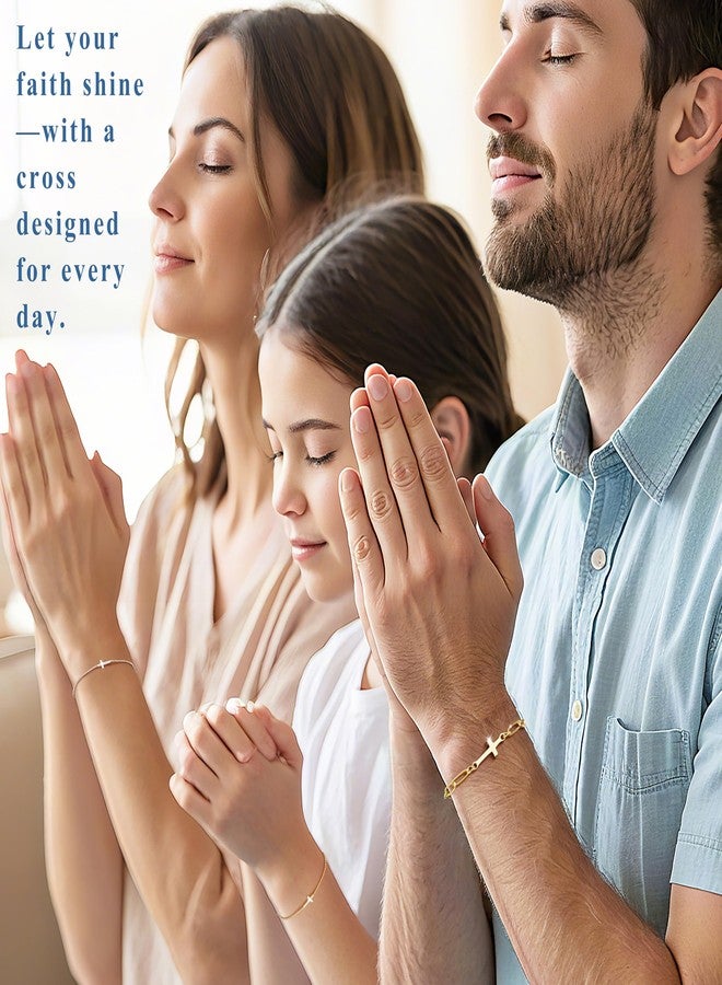 Poxtex أساور بوكستكس الذهبية بتصميم صليب يسوع للنساء، عصرية وأنيقة، مطلية بالذهب عيار 14 قيراطًا، أساور دينية للنساء، هدايا معمودية مسيحية للأمهات، 7، نحاس، بدون أحجار كريمة - Image 5