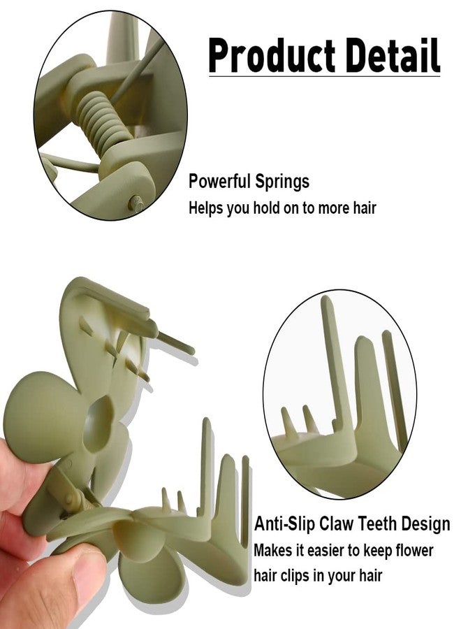 ابناوك مشابك شعر أبناوك جامبو للشعر الكثيف، 8 قطع، مشابك شعر مزينة بالزهور، كبيرة الحجم، قوية التثبيت، مشابك شعر أنيقة غير لامعة، 8 ألوان، مشابك شعر للنساء والفتيات - Image 3