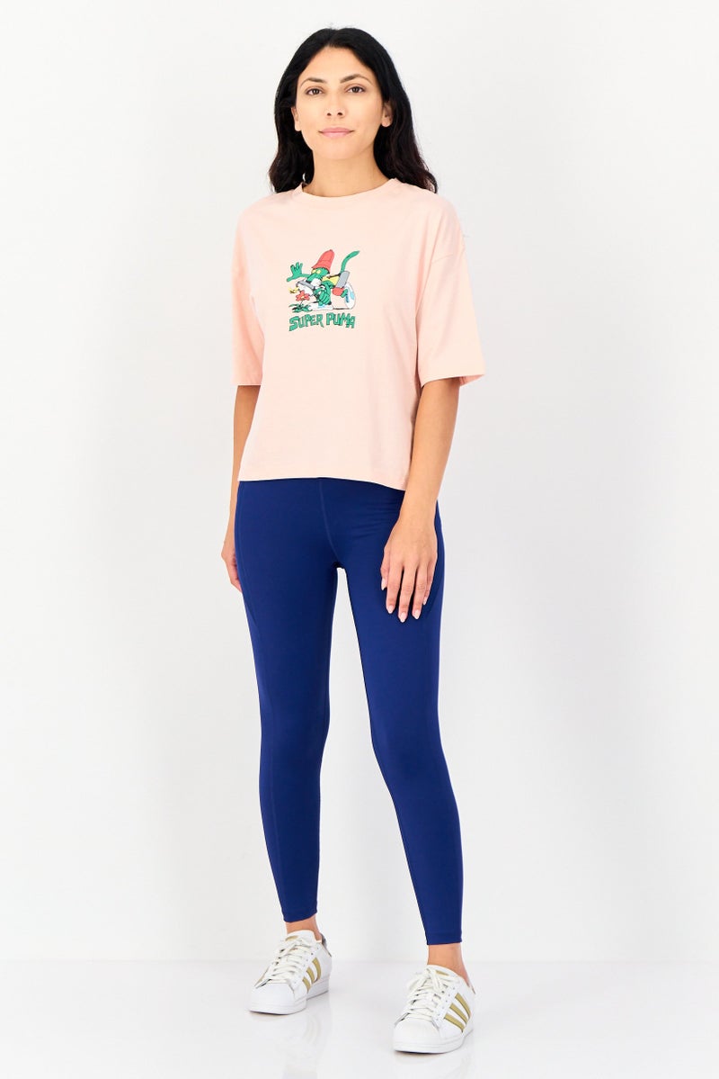 PUMA Women Sportswear Fit Graphic Print Outdoor T-Shirt, Peach - Image 4