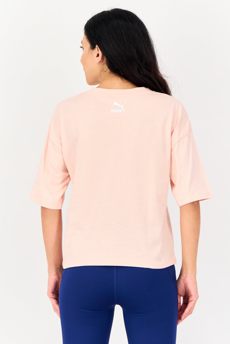 PUMA Women Sportswear Fit Graphic Print Outdoor T-Shirt, Peach - Image 3