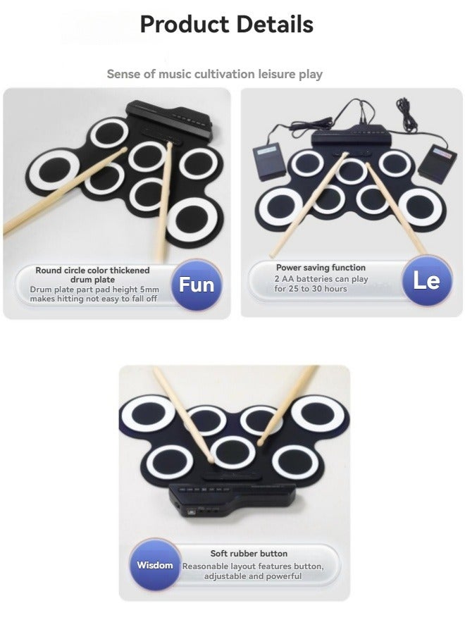 M MIAOYAN Game drums adult/children USB folding hand roll portable electronic drum toy drum set - Image 5