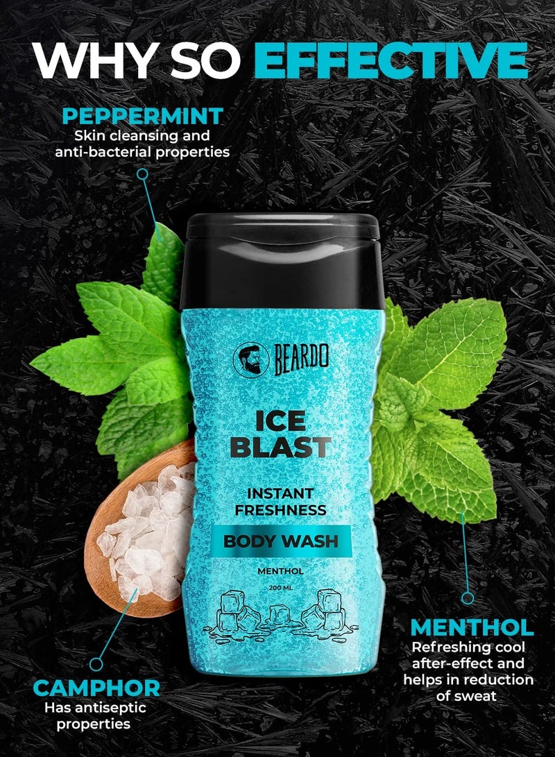 Beardo Ice Blast Body Wash For Men 200Ml Refreshing Menthol Cooling Instant Icy Cool Freshness Body Wash Shower Gel For Summer Heat For Skin Dryness - Image 3