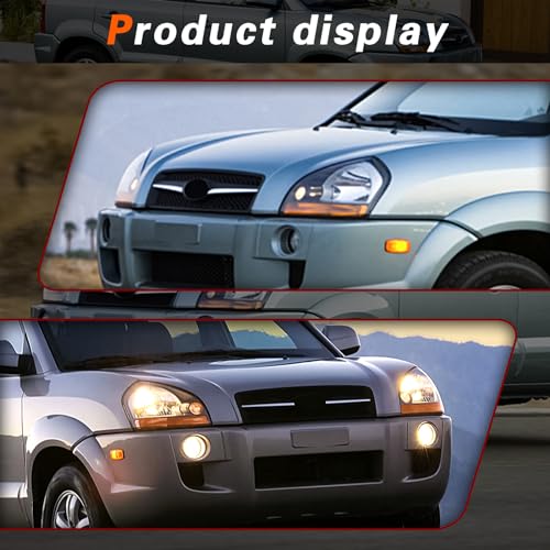 TODO Headlight Assembly Compatible with 2005-2009 Hyundai Tucson, Halogen Headlamp Replacement with Bulbs, Driver and Passenger Side Pair, Replaces 92101-2E001 92102-2E001 - Image 5