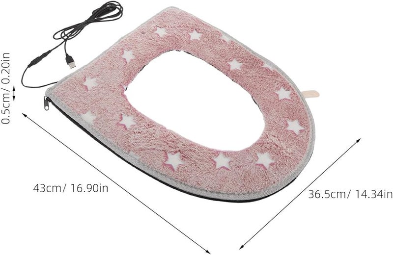 Pink Heated Toilet Seat Cover USB Powered 5 Temperature Settings Timer Easy Installation - Image 3