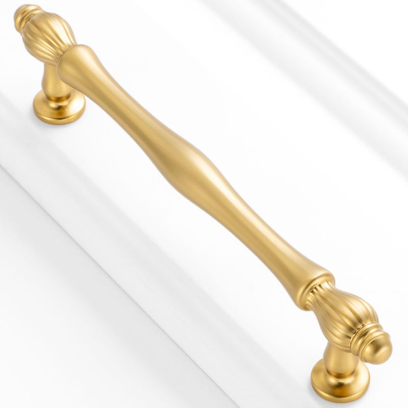 BEROSSA 10 Pack 5 Inch Brushed Gold Cabinet Pulls Gold Cabinet Handles Gold Hardware for Kitchen Cabinets 2510 Drawer Dresser Cupboard Bedroom Bathroom - Image 1