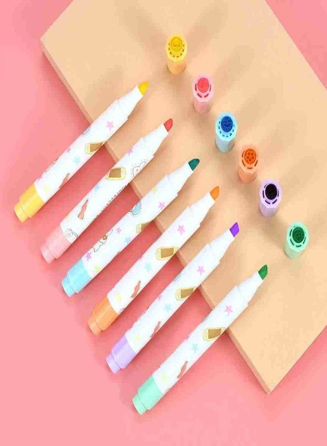 APCATIO 2-in-1 Stamper Broad Marker Pen Set with Water Based Ink Cute Stationary, Pen for Kids, Best Gift for Girls, Best Gift for Kids (Pack of 6 Pen) , Multicolor - Image 3