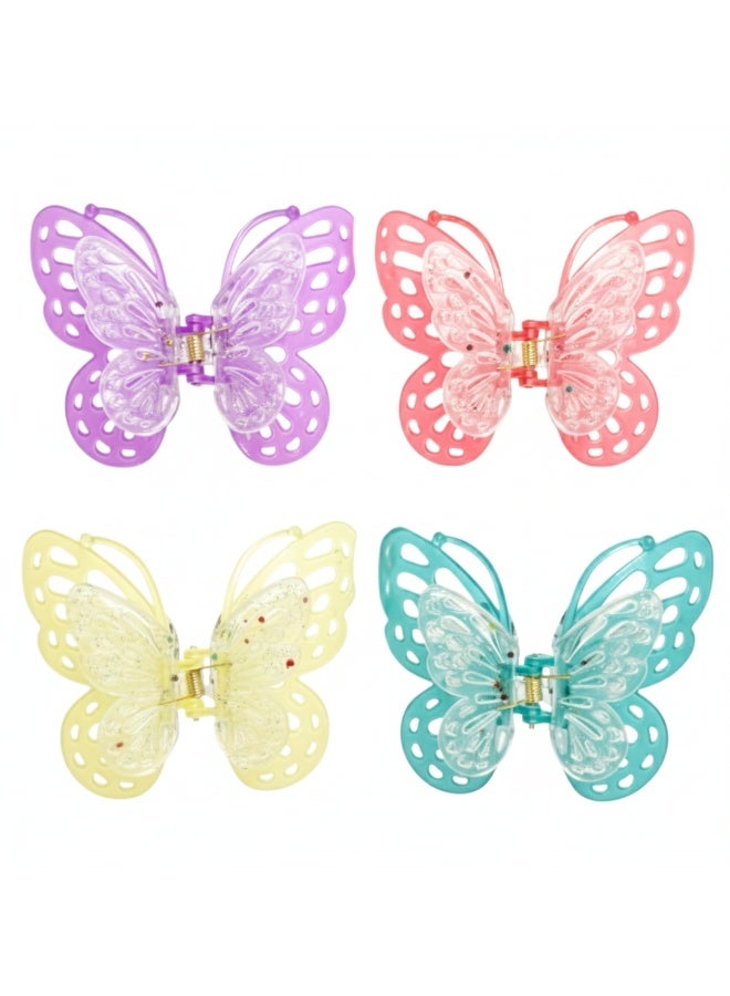 Dantiya 4 Pcs Colorful Butterfly Hair Clips – Non-Slip Strong Hold Plastic with Metal Spring, Jaw Clips for Thick or Medium Hair, Hair Accessories for Women & Girls Everyday Hairstyles - Image 1