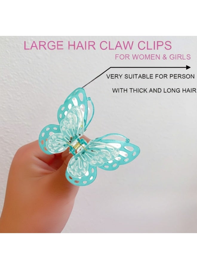 Dantiya 4 Pcs Colorful Butterfly Hair Clips – Non-Slip Strong Hold Plastic with Metal Spring, Jaw Clips for Thick or Medium Hair, Hair Accessories for Women & Girls Everyday Hairstyles - Image 2