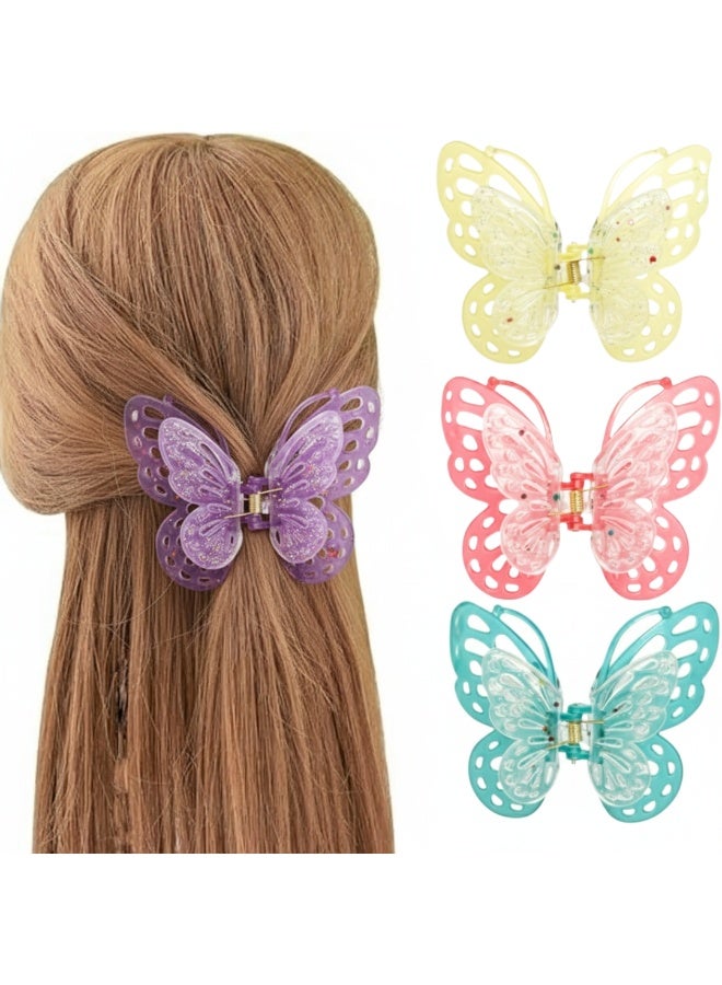 Dantiya 4 Pcs Colorful Butterfly Hair Clips – Non-Slip Strong Hold Plastic with Metal Spring, Jaw Clips for Thick or Medium Hair, Hair Accessories for Women & Girls Everyday Hairstyles - Image 3