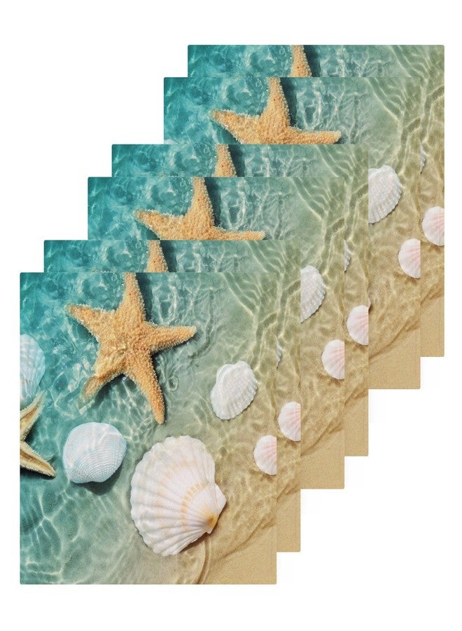 WELLDAY Seashell Starfish Summer Beach Washcloths, 2 Pack 12 X 12 Inches Cotton Wash Cloths, Highly Absorbent and Soft Face Towels for Bathroom,Gym,Hotel and Spa - Image 2