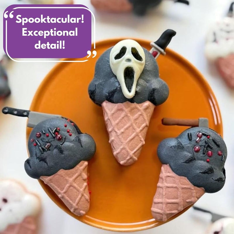 ShapedIceMolds Horror Movie Character Molds – Slasher Character Silicone Molds for Chocolate, Candy, Resin, Crafts – 3D Scary Film Icons for Party Treats & DIY Decor (Orange) - Image 2