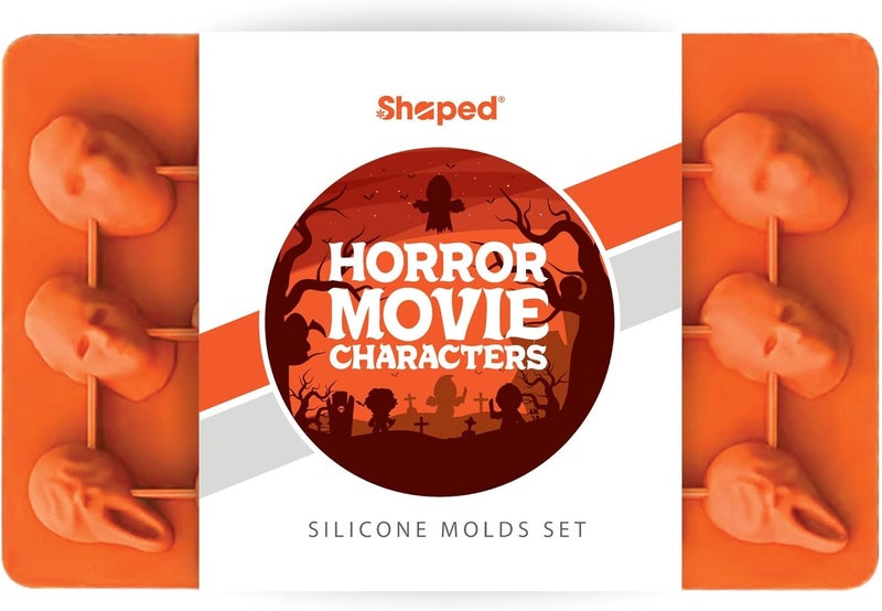 ShapedIceMolds Horror Movie Character Molds – Slasher Character Silicone Molds for Chocolate, Candy, Resin, Crafts – 3D Scary Film Icons for Party Treats & DIY Decor (Orange) - Image 1