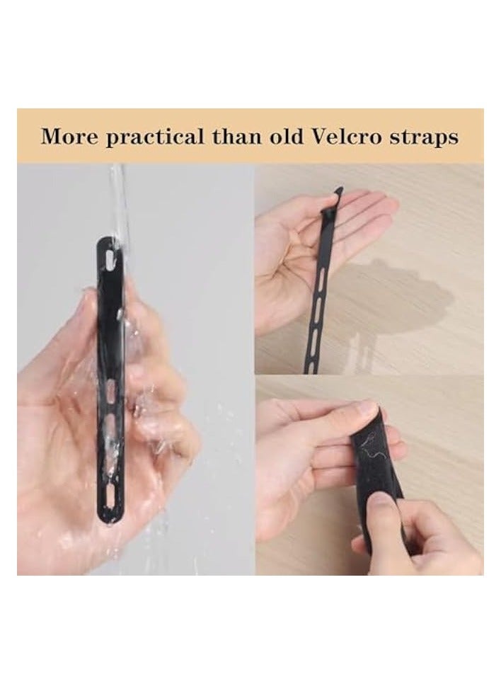 erorex 12Pack Silicone Cable Ties Cord Organizer Wrap -Reusable Washable Wire Ties Management with Lock Buckle, Elastic Adjustable Charger Cable Strap Tie, Electrical Cord Keeper for Travel Home - Image 4