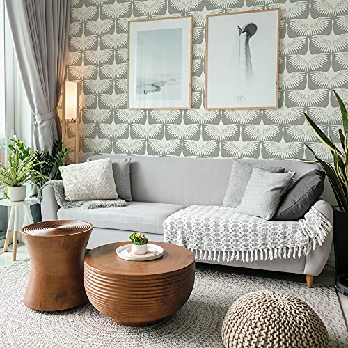 Tempaper x Genevieve Gorder Chalk Feather Flock Removable Peel and Stick Wallpaper, 20.5 in X 16.5 ft, Made in the USA - Image 3