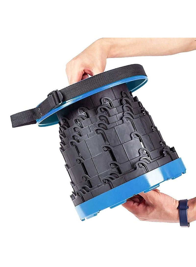Height Adjustable Foldable Telescopic Stool For Outdoor Fishing Hiking Gardening Travel Blue - Image 3