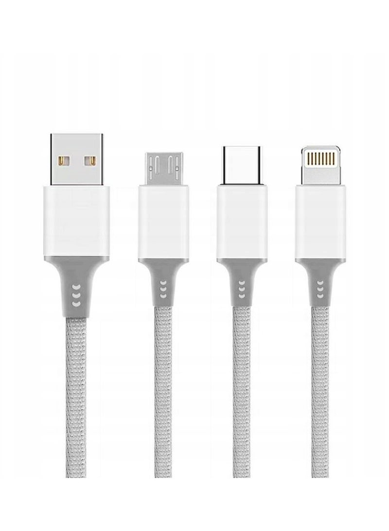 3-in-1 USB Cable, Lightning, Micro & USB-C Compatible, Fast Charging & Data Transfer, Multi-Function Cable for Phones, Tablet - Image 2