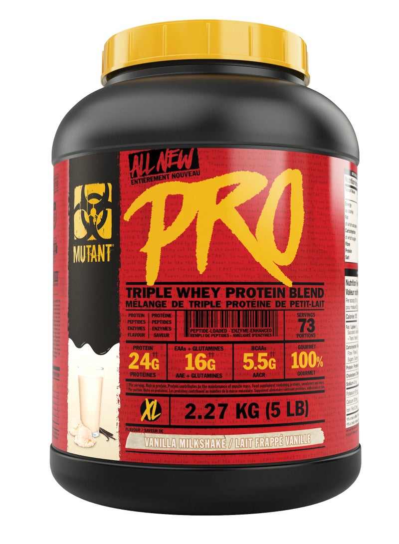 Mutant مزيج بروتين مصل اللبن PRO Triple Whey - ميلك شيك الفانيليا 2.27 كجم (5 رطل)