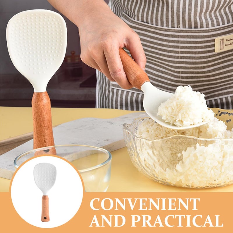Non Stick Silicone Rice Spatula Spoon With Stand Food Grade Kitchen Cooking Serving - Image 5