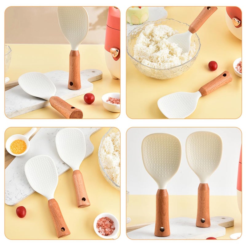 Non Stick Silicone Rice Spatula Spoon With Stand Food Grade Kitchen Cooking Serving - Image 4